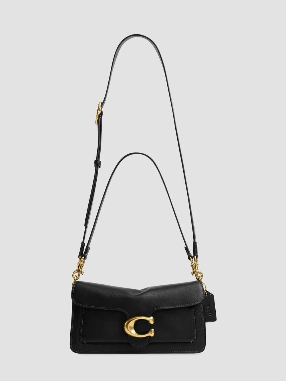 Coach Black Leather Shoulder Bag with Gold 'C' Accent